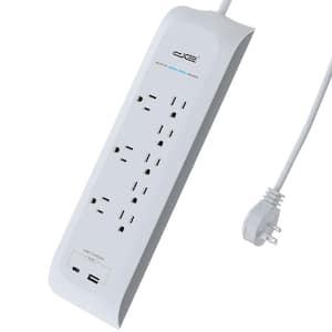 6 ft. 8-Outlet Power Strip Surge Protector with 2 USB Ports