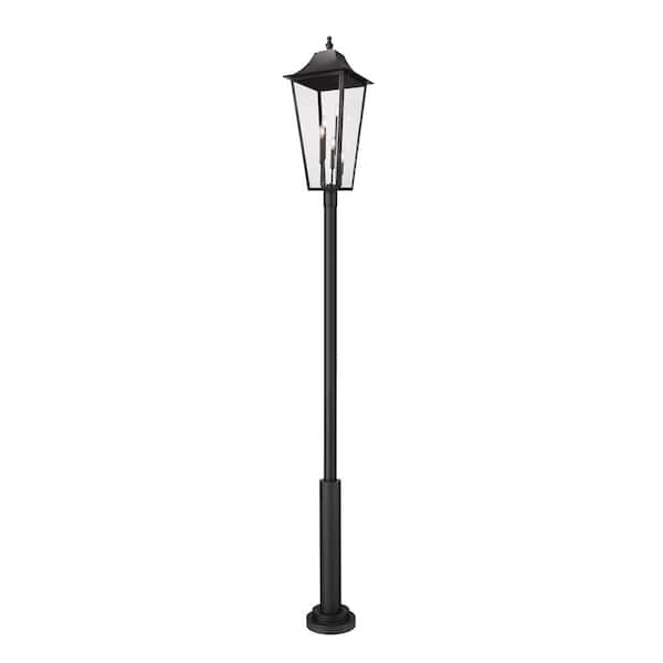 Gannon 5-Light Black Stainless Steel Hardwired Outdoor Marine Grade Post Light Set with No Bulbs Included
