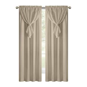 Allegra Window Curtain Panel with Attached Valance - 42x63 - Taupe