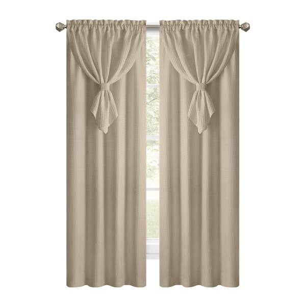 ACHIM Allegra Window Curtain Panel with Attached Valance - 42x63 - Taupe