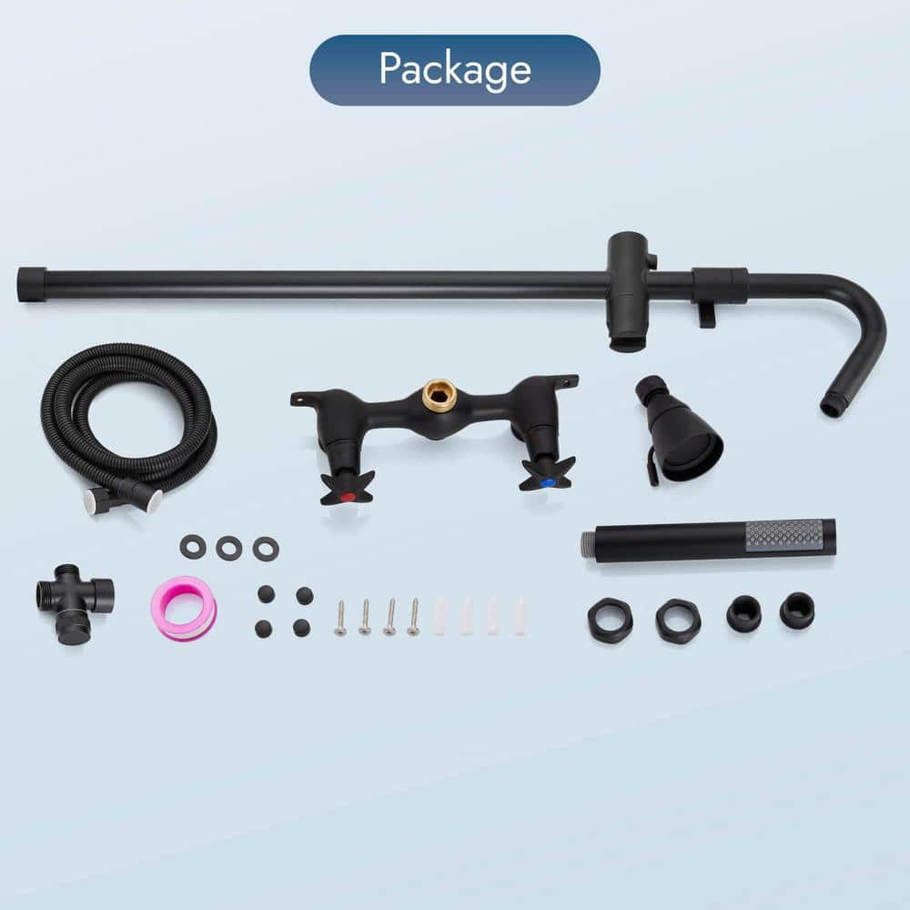 Matte Black Adjustable Height Outdoor Shower Kit with Handheld Sprayer