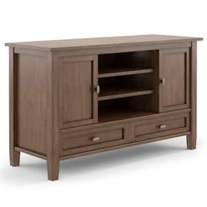 Warm Shaker Solid Wood 47 in. Wide Transitional TV Media Stand in Rustic Natural Aged Brown for TVs up to 50 in.