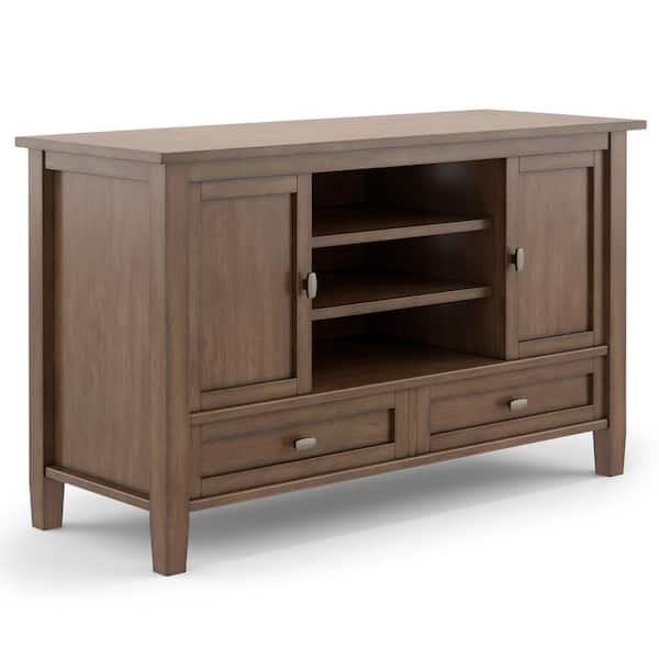 Simpli Home Warm Shaker Solid Wood 47 in. Wide Transitional TV Media ...