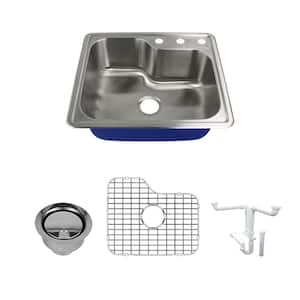 Meridian All-in-One Drop-In Stainless Steel 25 in. 3-Hole Single Bowl Kitchen Sink in Brushed Stainless Steel