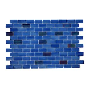 Glass Tile Love Whole Lotta Subway Blue Mix 22.5 in. x 13.25 in. Glossy Glass Pattern Wall Pool Tile (9.68 sq. ft./Case)
