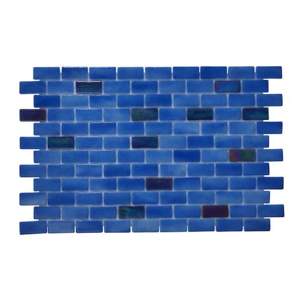 The Tile Doctor Glass Tile Love Whole Lotta Subway Blue Mix 22.5 in. x 13.25 in. Glossy Glass Pattern Wall Pool Tile (9.68 sq. ft./Case)