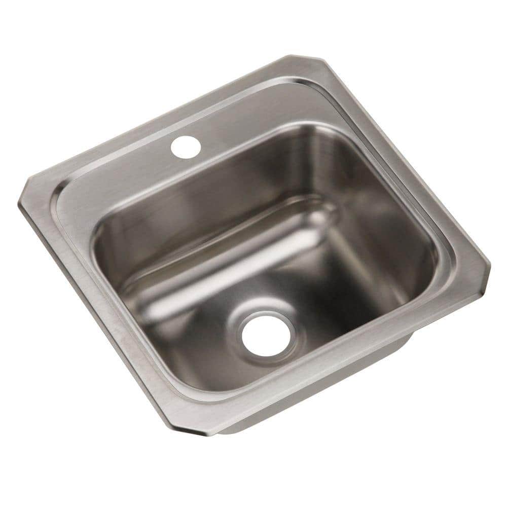 Elkao|#Elkay BPSRQ15MR2 20 Gauge Stainless Steel 15 Inch x 6.125 Inch single Bowl Top Mount Bar/Prep Sink Faucet Holes On Right Bowl, 