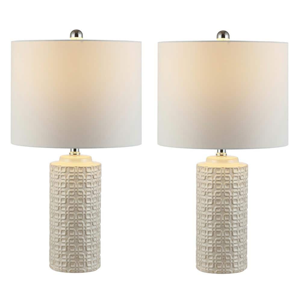 Artef 24" White Ceramic Table Lamp Set with LED Bulbs
