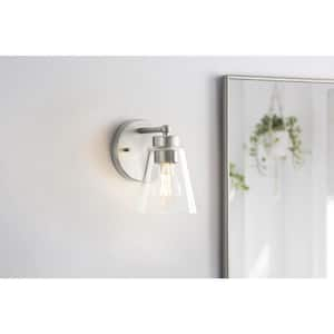 Eastburn 1-Light Brushed Nickel Wall Sconce with Clear Glass Shade