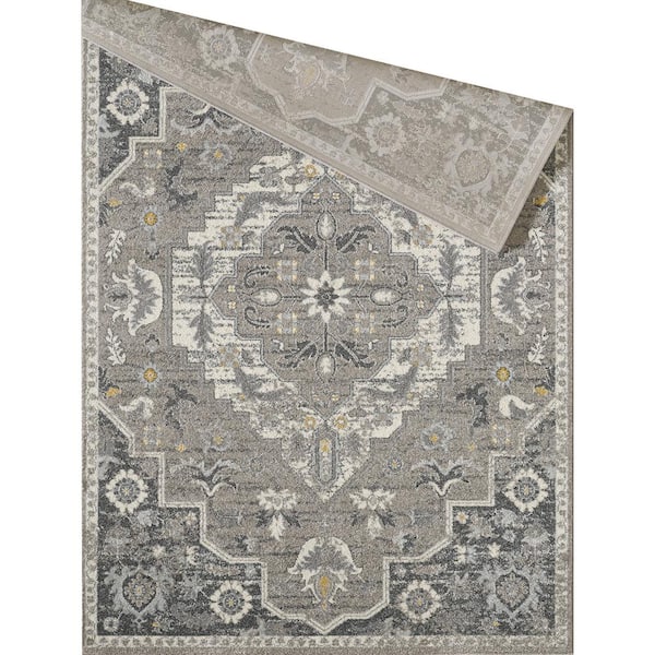 Abani Catalina Dark Gray 5 ft. 3 in. x 7 ft. 6 in. Oriental Polypropylene  Area Rug CAT100C-5 - The Home Depot