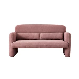 59 in. Pink Fabric 2-Seater Loveseat with Support Pillow for Apartment, Office, Living Room