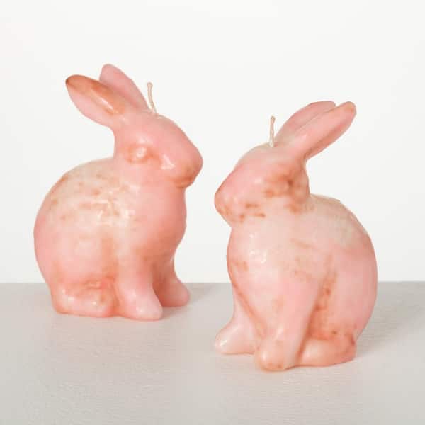 Vance Kitira 4.75 in. H Pink Bunny Candle Set of 2