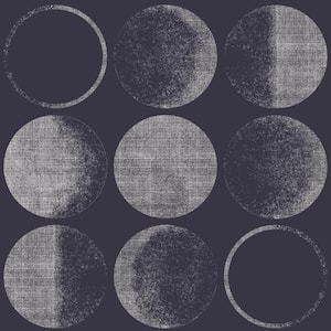 Moons Midnight Removable Peel and Stick Vinyl Wallpaper, 28 sq. ft.