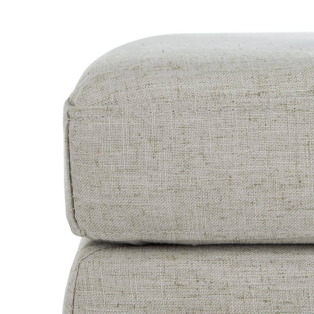 Lux Grey Linen 36" Square Ottoman with Brass Legs