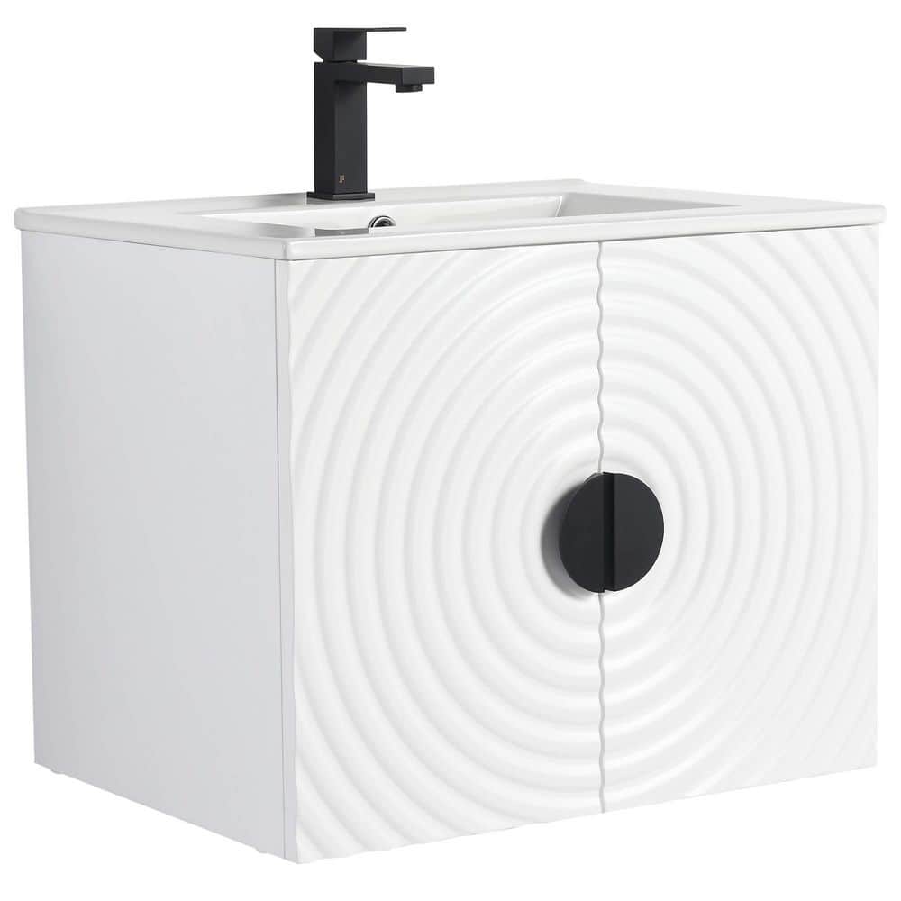 Pellabay 24 in. Floating Bath Vanity in White with White Ceramic Sink Top Assembled price history on PriceWatchPro