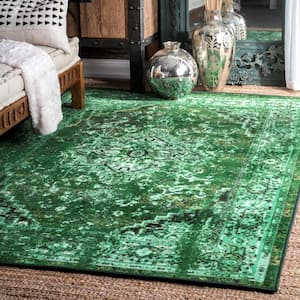 Reiko Vintage Persian Green Doormat 3 ft. x 5 ft. Area Rug
