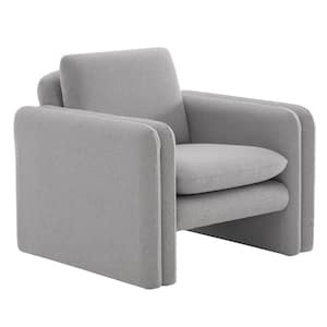 Lily 35 in. W Grey Fabric Modern Boucle Accent Chair with Double Arm Boucle Square Armchair for Living Room or Bedroom