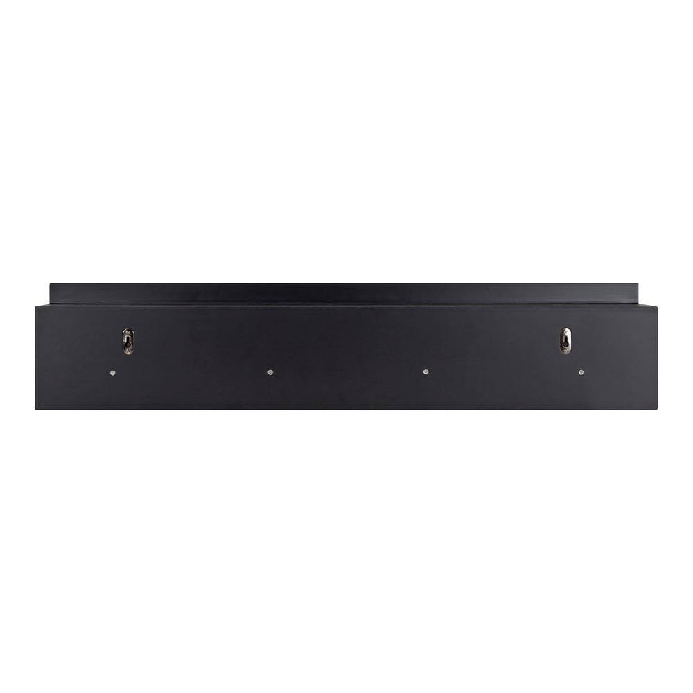 38" Black Wood Floating Wall Shelf with Metal Knobs