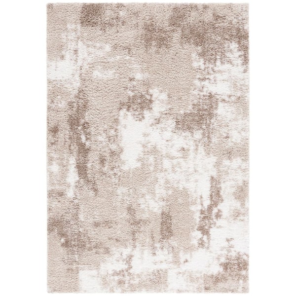 Penelope Shag 9 ft. x 12 ft. Beige/Ivory Taupe Distressed Abstract Area Rug