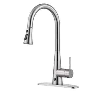 Single Handle High Arc Pull Down Sprayer Kitchen Faucet with Touchless Sensor in Brushed Nickel