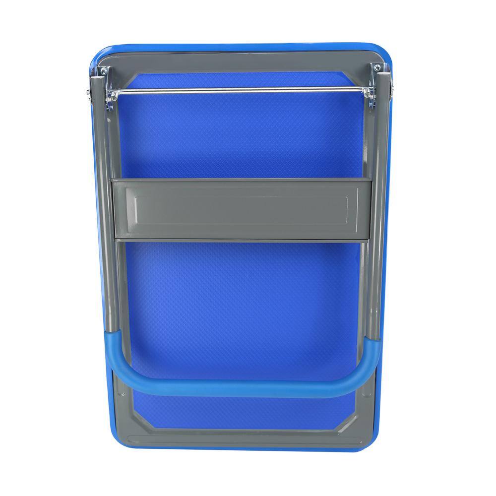 Blue Steel Foldable Platform Truck with Handle and 660 lb Capacity