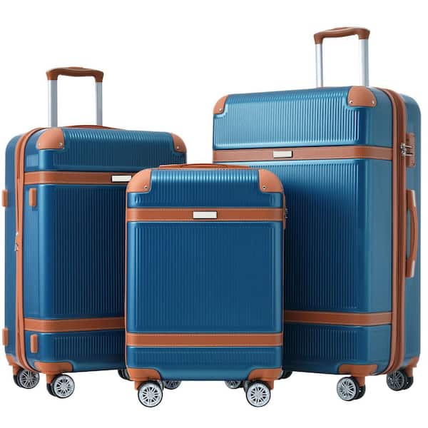Tatahance 3-Piece Blue ABS Hardside Lightweight Luggage Set with Spinner Wheels and TSA Lock (20/24/28 in. )