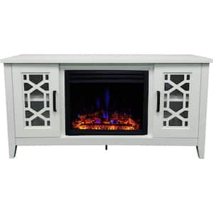 Stardust 56 in. Mid-Century Modern Electric Fireplace in White
