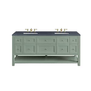 Breckenridge 72.0 in. W x 23.5 in. D x 34.2 in. H Bathroom Vanity in Smokey Celadon with Charcoal Soapstone Quartz Top