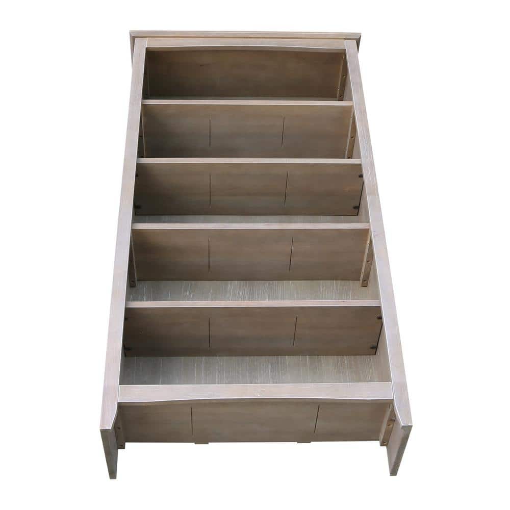 Transitional Washed Gray Solid Wood Adjustable 5-Shelf Bookcase