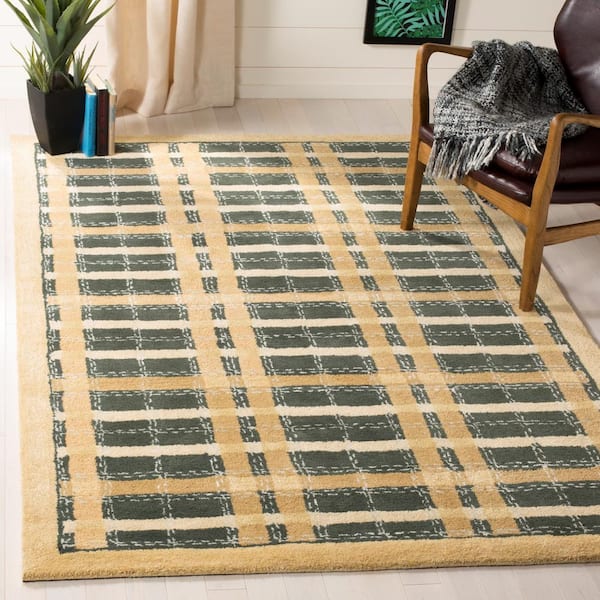 Martha Stewart Cornucopia Gold 10 ft. x 14 ft. Geometric Plaid Area Rug
