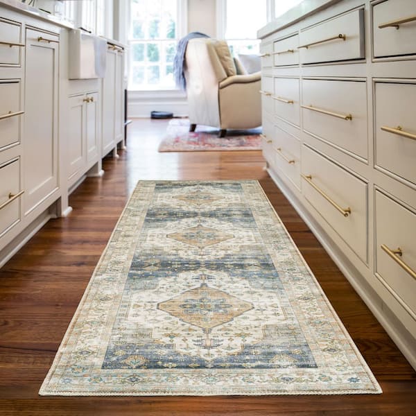 Harmony Denim 2 ft. x 7 ft. Indoor Machine Washable Runner Rug