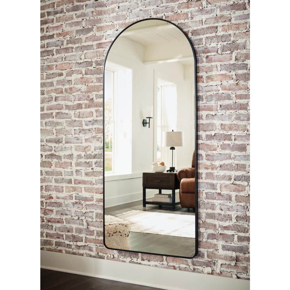 Black Metal Rectangular Transitional Floor Mirror