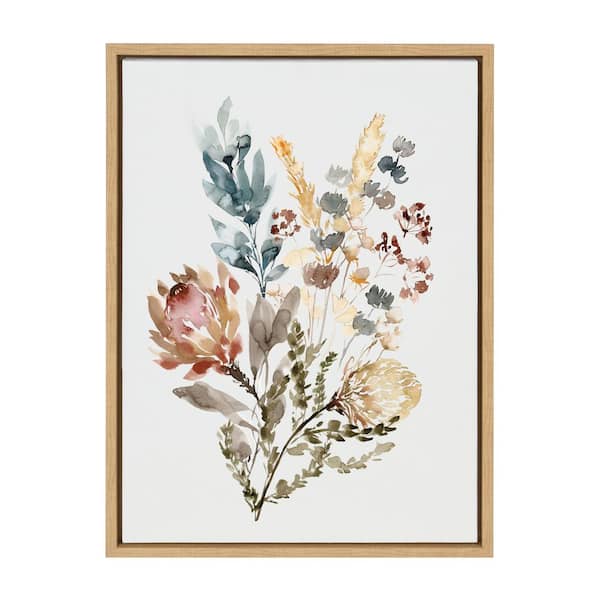 Kate and Laurel Sylvie Wildflower Bunch by Sara Berrenson Framed Canvas Flower Art Print 24 in. x 18 in.