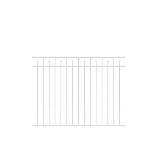 Barrette Outdoor Living Brilliance Standard-Duty 4-1/2 ft. H x 6 ft. W White Aluminum 3-Rail Fence Panel