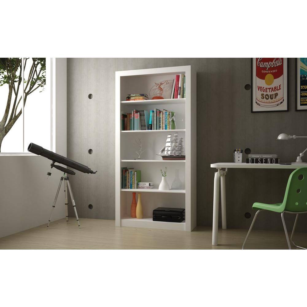Modern White Wood 72'' High Rectangular Shelf Bookcase