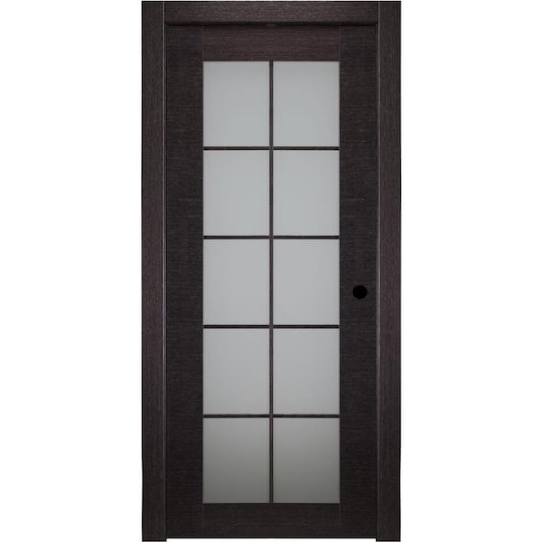 Belldinni 32 in. x 80 in. Avanti Black Apricot Left-Hand Solid Core Wood 10-Lite Frosted Glass Single Prehung Interior Door