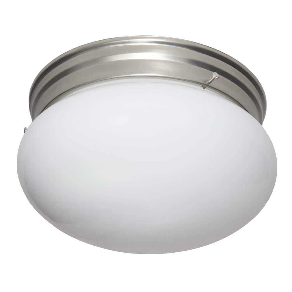 Satin Etched Glass Globe 9'' Pewter Flushmount Light Fixture