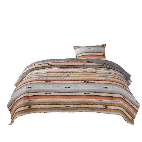 Benjara 2-Piece Multicolor Solid Twin Size Microfiber Quilt Set