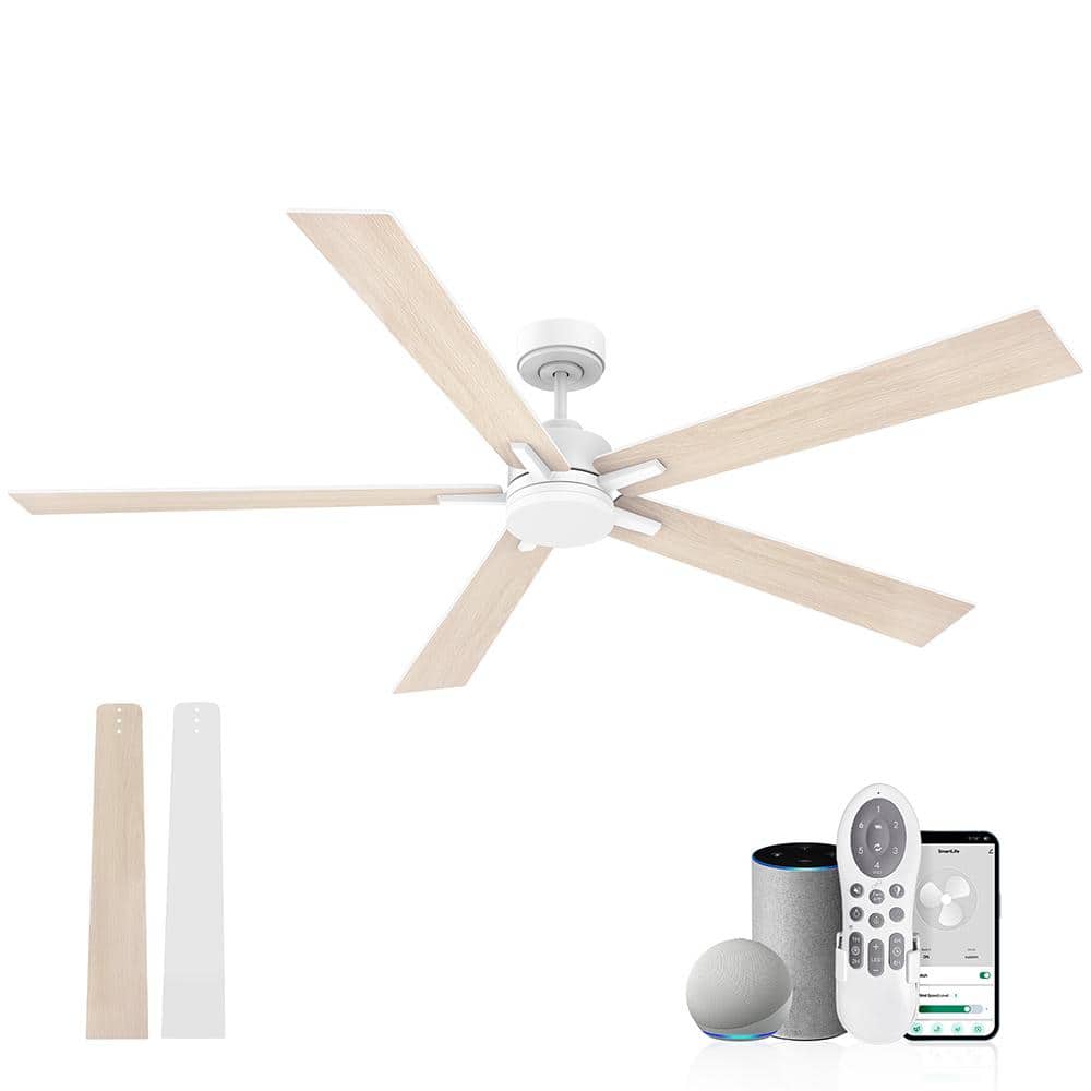 72 in. Smart White Ceiling Fan with Lights Remote, Voice Control via Alexa Google WIFI App,Quiet DC Motor price history on PriceWatchPro