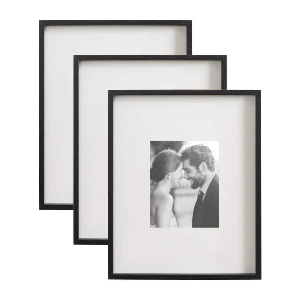 Kate and Laurel Gibson 16 in. x 20 in. Matted to 8 in. x 10 in. Black Picture Frame (Set of 3) 229376 - The Home Depot
