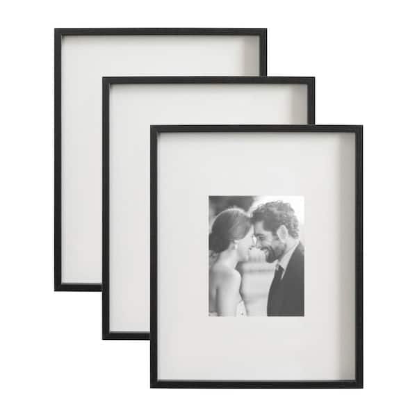 Gibson 16 in. x 20 in. Matted to 8 in. x 10 in. Black Picture Frame (Set of 3)