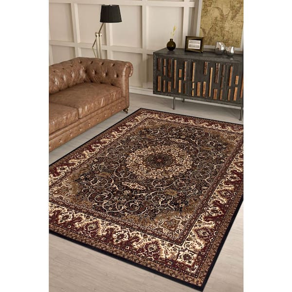 Concord Global Trading Isfahan Medallion Black 8 ft. x 10 ft