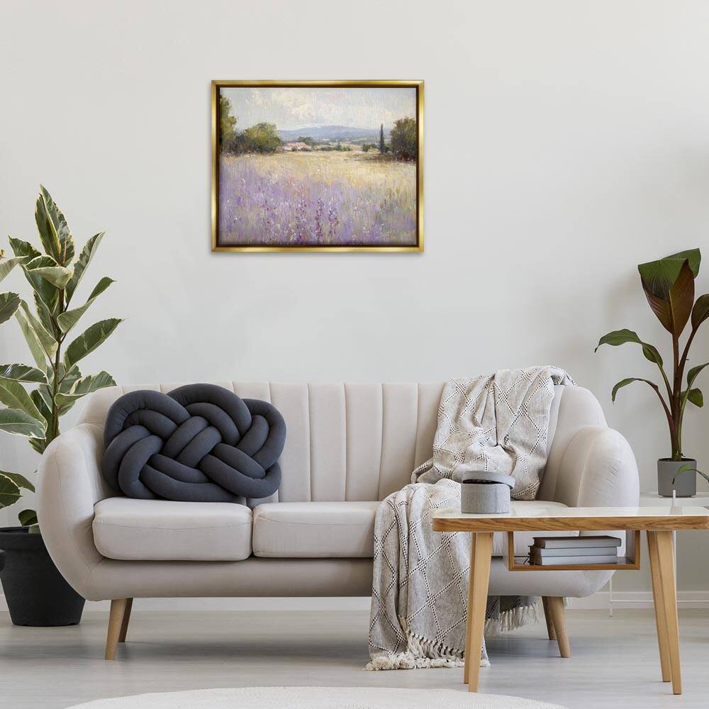 Lavender Farmland Meadow by Petal Prints Design Gold Floater Frame Nature Graphic Art Print 25 in. x 31 in.