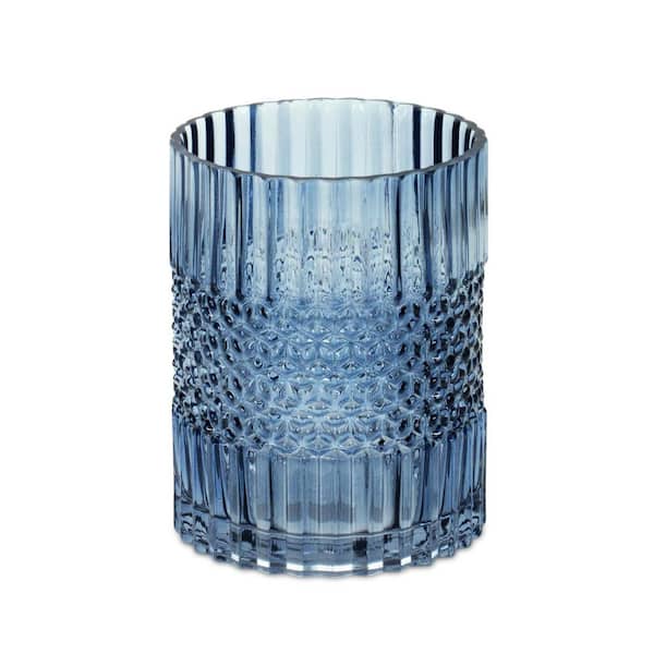 HomeRoots 8 in. Blue Crystal Round Decorative Vase
