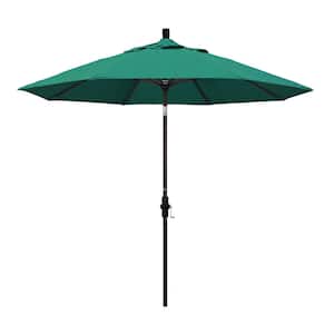 9 ft. Bronze Aluminum Market Collar Tilt Crank Lift Patio Umbrella in Spectrum Aztec Sunbrella