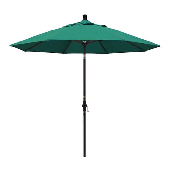 California Umbrella 9 ft. Bronze Aluminum Market Collar Tilt Crank Lift Patio Umbrella in Spectrum Aztec Sunbrella