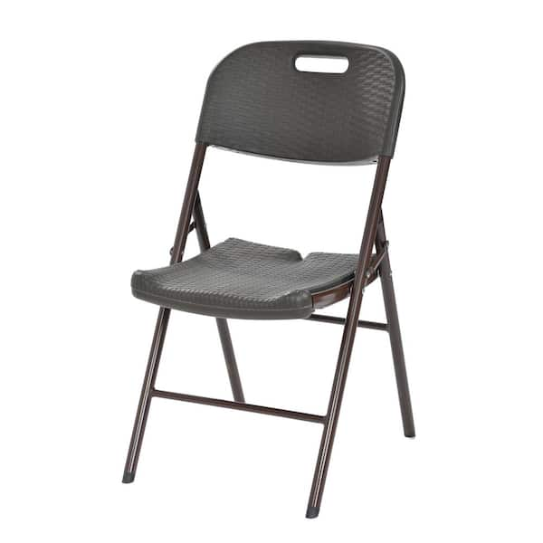 Muscle Rack Brown Plastic Seat Outdoor Safe Folding Chair (Set of 4)