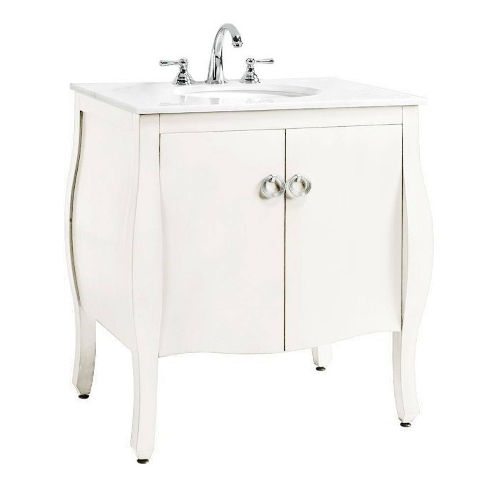 Home Decorators Collection Savoy 31 In W X 22 In D Bath Vanity In Ivory With Marble Vanity Top In White With White Sink 10401 Vs30j Wh The Home Depot