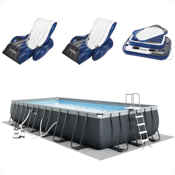 Ultra XTR 24 ft. x 12 ft. Rectangular 52 in. Deep Hard Sided Above Ground Pool Set with 2-Pack of Floats and Cooler