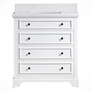 Ashpy 36 in. W x 22 in. D x 36 in. H Freestanding Bath Vanity in White with Cultured Marble Top and 1 Porcelain Sink
